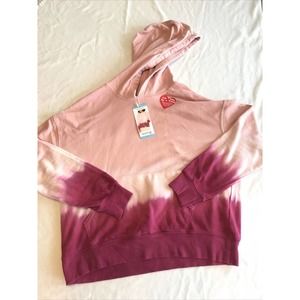 Wildfox Pink Tie Dye Hoodie Sweat Shirt Womens Sz L Front Pocket